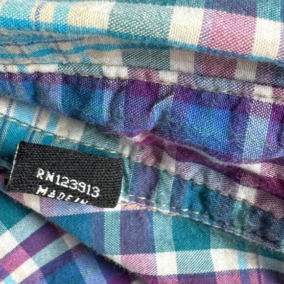 Jachs MFG. Shirt Adult XL Blue Purple White Plaid Flannel Heritage Button Down - Picture 6 of 9